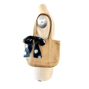 Draper James Everyday Straw Bag Tan Floral Scarf Lined Pocket Magnolia